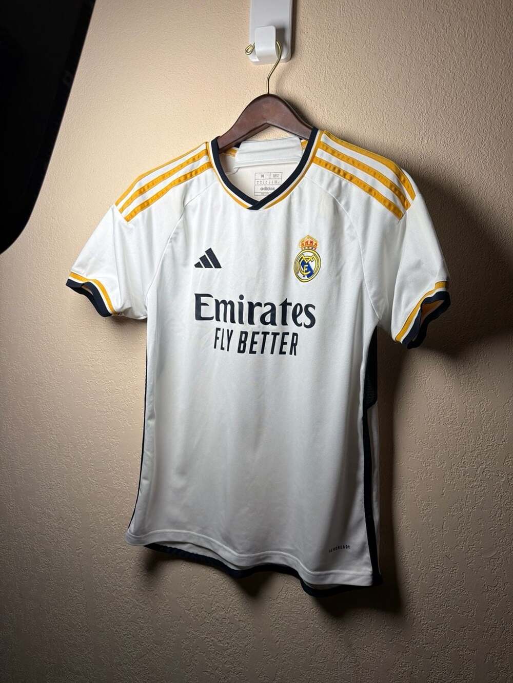 adidas Real Madrid 2023-24 Home Jersey Bellingham #5 Slim Fit White Soccer Shirt